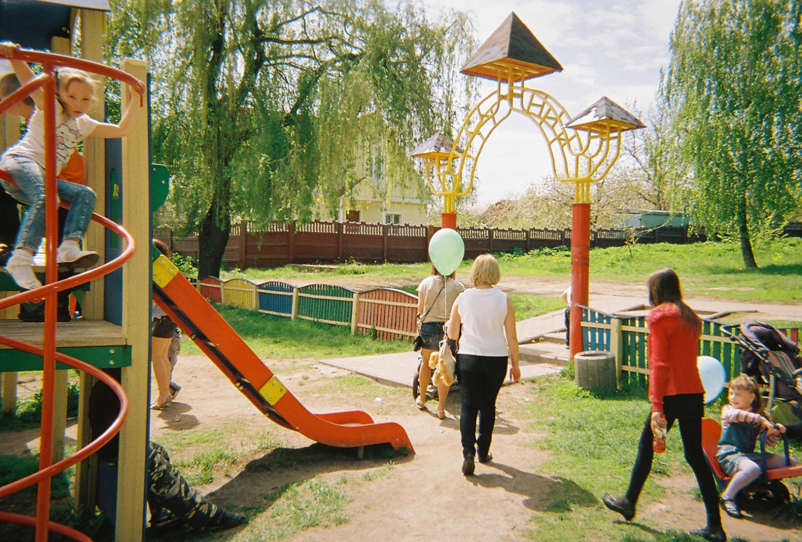 Children play in a park in Ivankiv, the administrative centre of the Chernobyl region